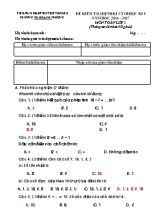 Đề kiểm tra định kì học kì I môn Toán lớp 1 - Năm học 2016-2017 - Trường Tiểu học Khánh Thượng